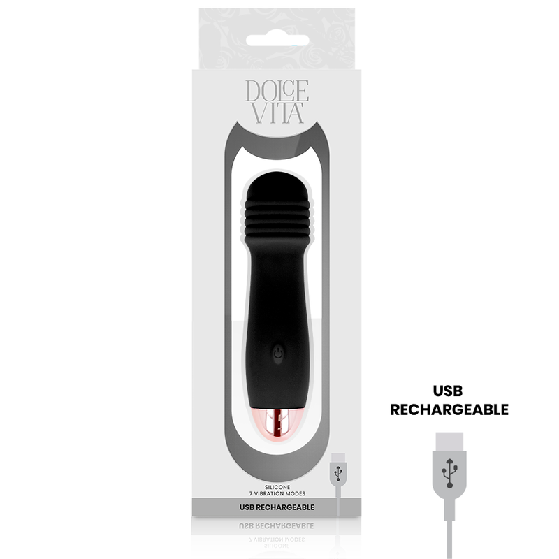 Three Rechargeable Vibrator - 7 Speeds - Black - DOLCE VITA