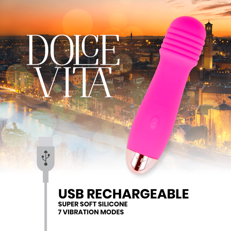 Three Rechargeable Vibrator - 12.2 cm - 7 Modes - Pink - Dolce Vita