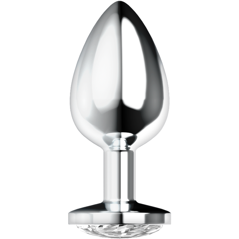 Metal Anal Plug 8 cm x 2.7 cm with Blue Crystal