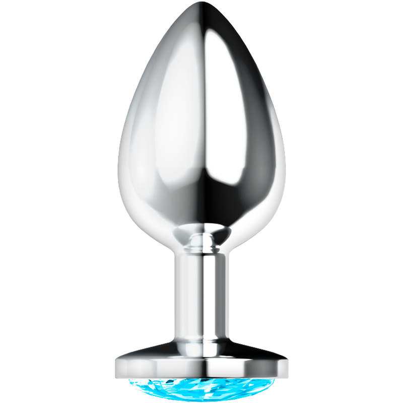 Metal Anal Plug 8 cm x 2.7 cm with Blue Crystal