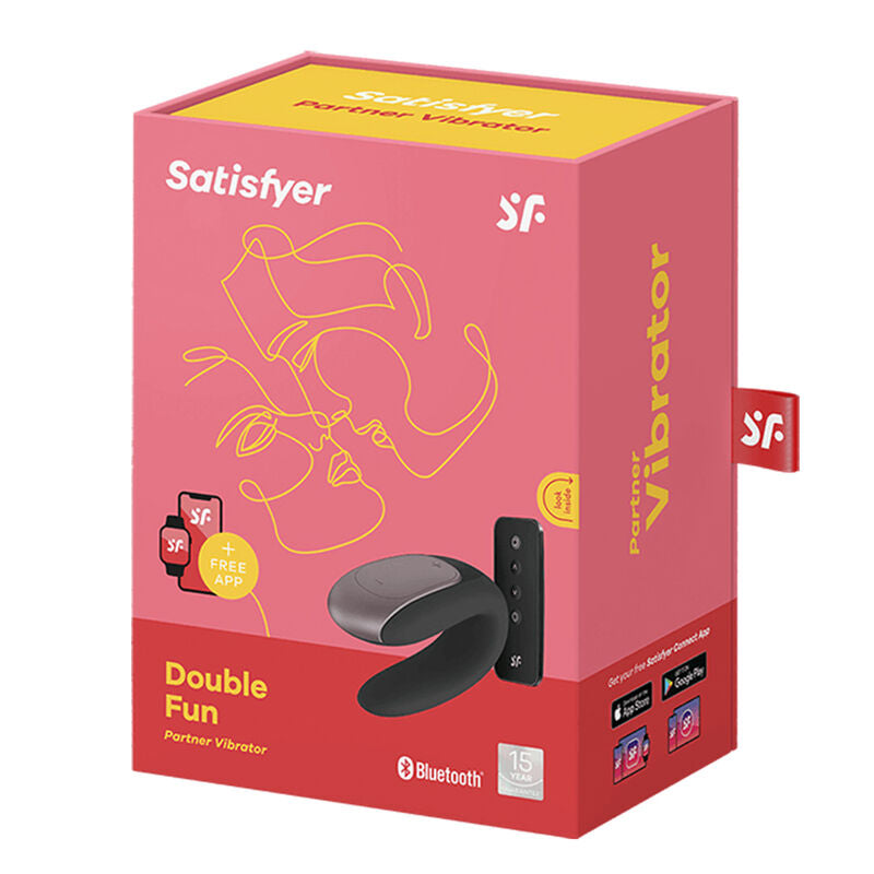 Double Fun – App-Enabled Couples Vibrator with Remote Black - SATISFYER