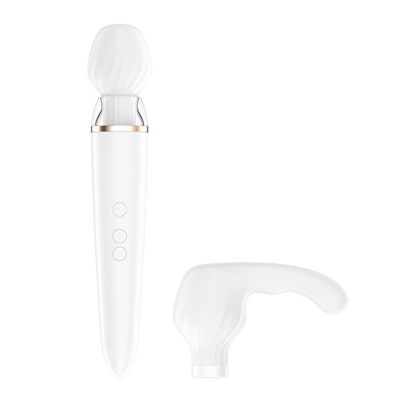 Double Wand-er App-Controlled Wand Massager | 2 Heads | 51 Combos | White | Satisfyer