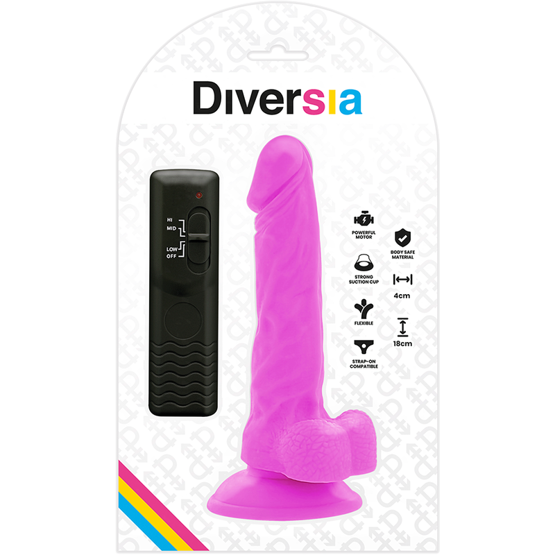 Flexible Vibrating Dildo Purple | 18.0 cm x 4.0 cm | Diversia