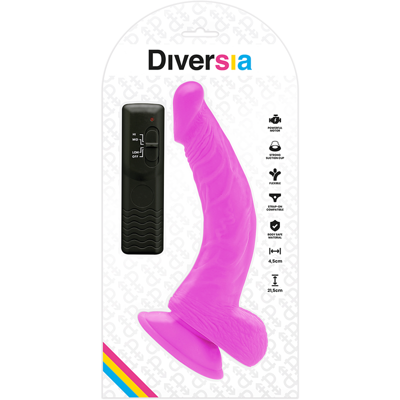 Flexible Vibrating Dildo Purple | 21.5 cm x 4.5 cm | DIVERSIA