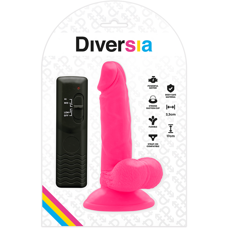 Flexible Vibrating Dildo Pink | 17.0 cm x 3.3 cm | DIVERSIA