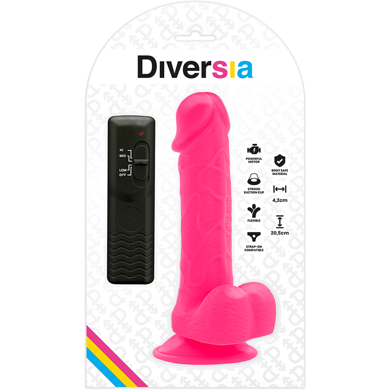 Flexible Vibrating Dildo Pink | 20.5 cm x 4.2 cm | DIVERSIA
