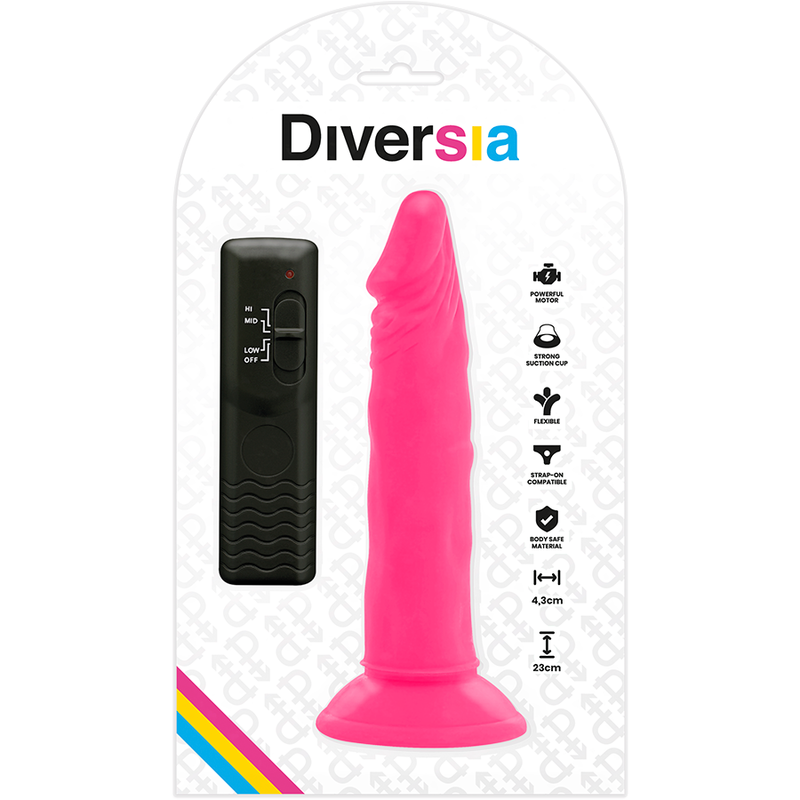 Flexible Vibrating Dildo Pink | 23.0 cm x 4.3 cm | DIVERSIA