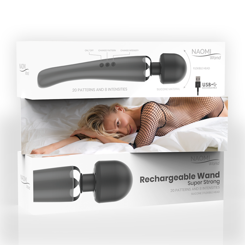 Super Strong Wand Massager 4000-8000 RPM - USB Rechargeable - NAOMI WAND