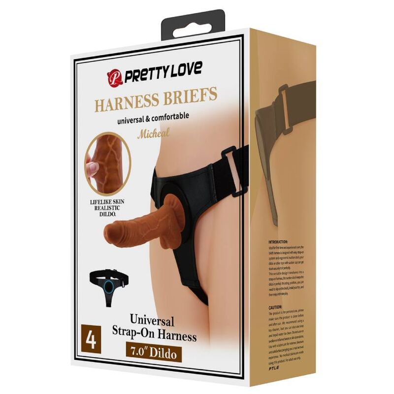 Harness Briefs with Realistic Dildo 20 cm - Universal Strap-On - Pretty Love