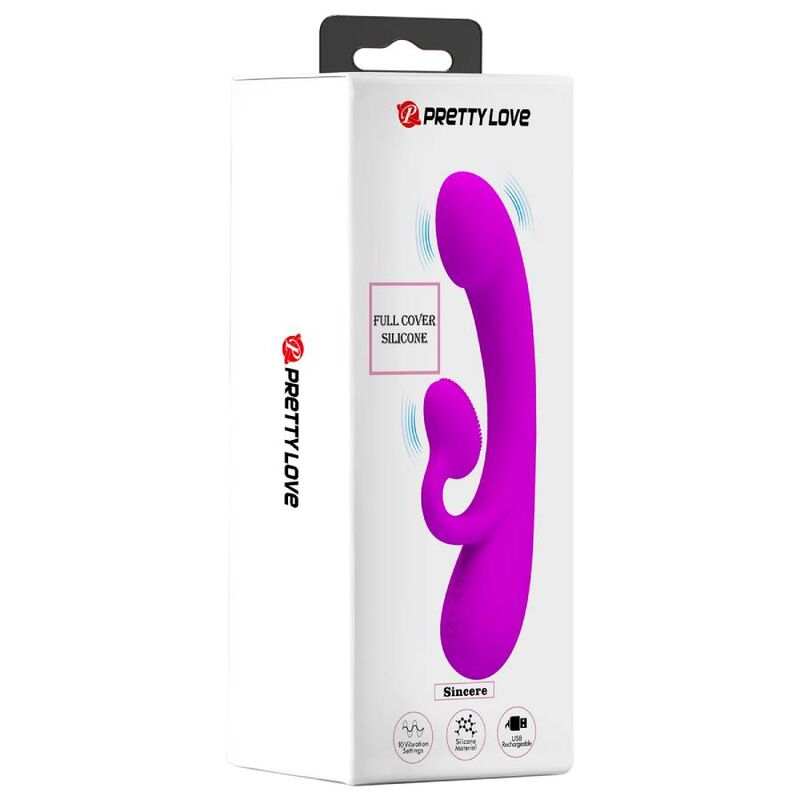 PRETTY LOVE - SINCERE VIBRATOR AND CLITORAL STIMULATING WAVES PURPLE SILICONE