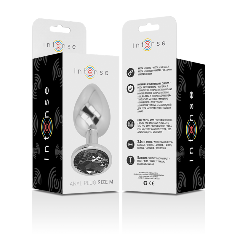 Metal Anal Plug Black Glass – Size M – 8×3.3 cm – INTENSE