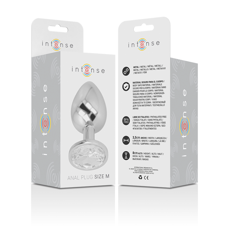 Aluminium Metal Anal Plug 8 cm x 3.3 cm – Silver Crystal