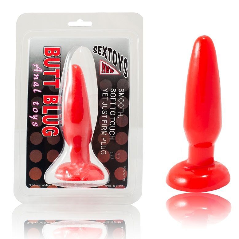 Small Red Anal Plug with Suction Cup | 15 cm x 4 cm | BAILE