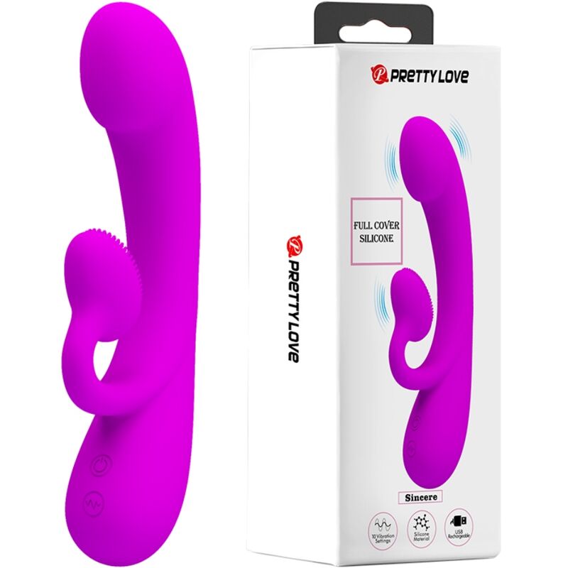 PRETTY LOVE - SINCERE VIBRATOR AND CLITORAL STIMULATING WAVES PURPLE SILICONE