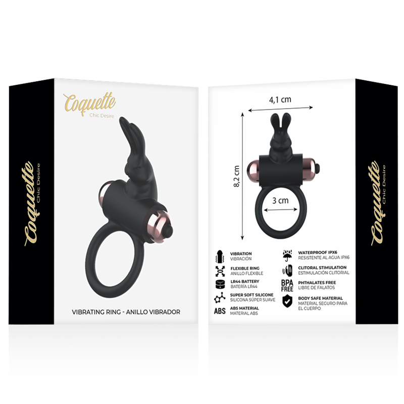 Vibrating Cock Ring Black/Gold – 1 Mode – Coquette Chic Desire