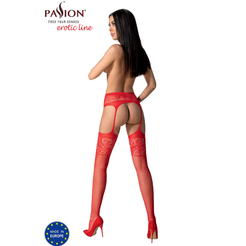 PASSION - S029 WHITE STOCKINGS WITH GARTER ONE SIZE