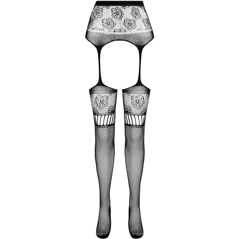 PASSION - S030 WHITE STOCKINGS WITH GARTER ONE SIZE