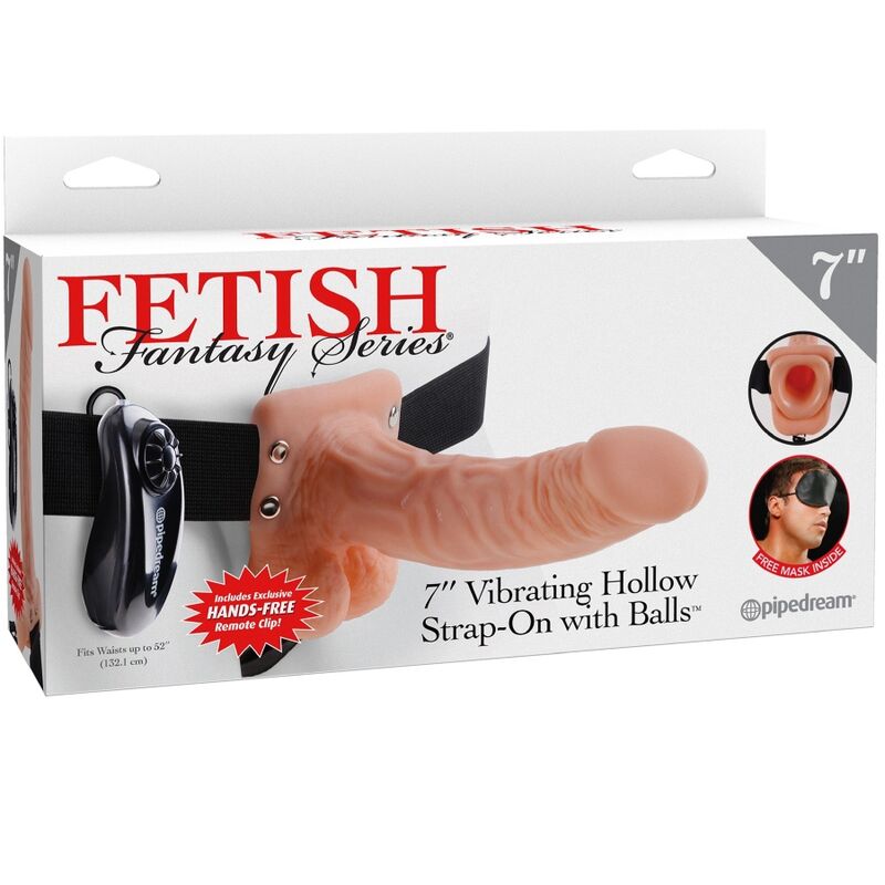 Remote-Control Vibrating Strap-On with Realistic Penis & Testicles | 17.8 cm x 4.3 cm | Fetish Fantasy Series