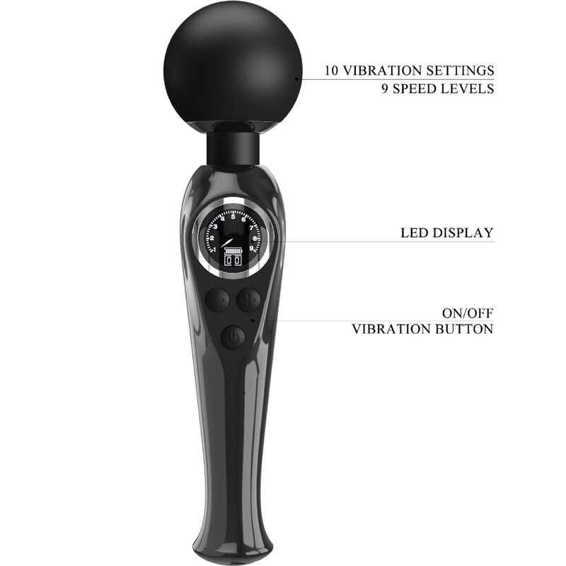 Skyler Wand Vibrator Black 10 Modes, 9 Speeds — Pretty Love
