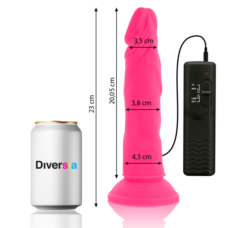 Flexible Vibrating Dildo Pink | 23.0 cm x 4.3 cm | DIVERSIA