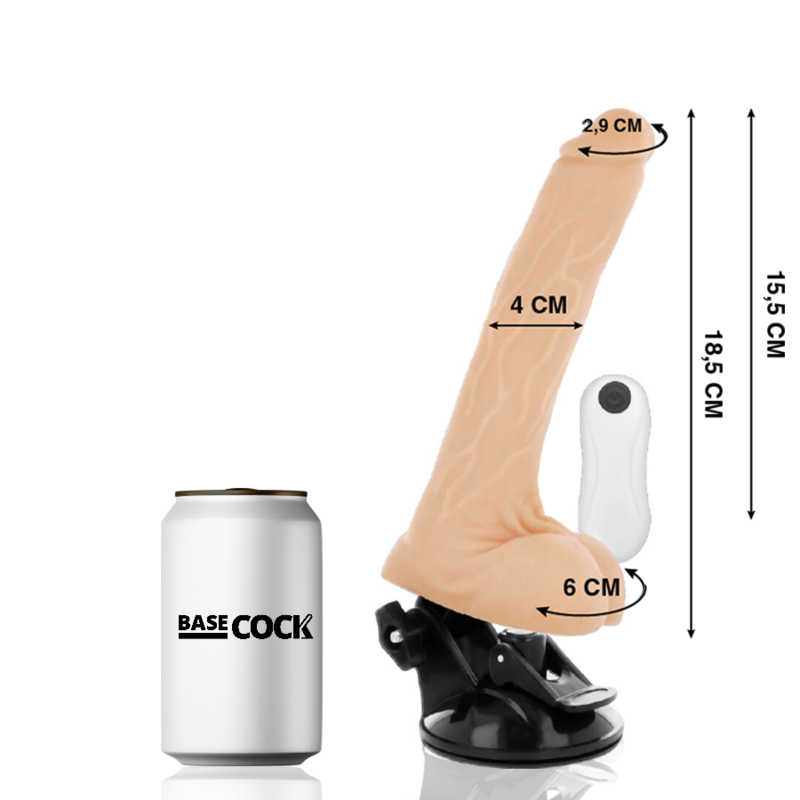Realistic Articulated Vibrator with Wired Remote – Black | 18.5 cm x 4.0 cm | BASECOCK