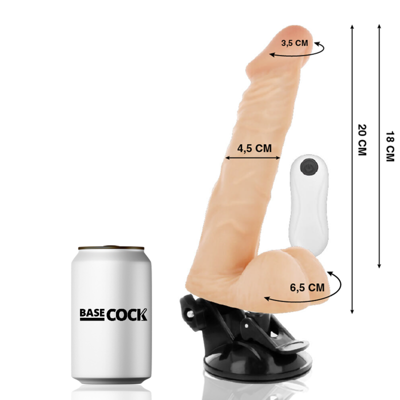 Poseable Realistic Vibrator with Remote | 20.0 cm x 4.5 cm | Black | BASECOCK