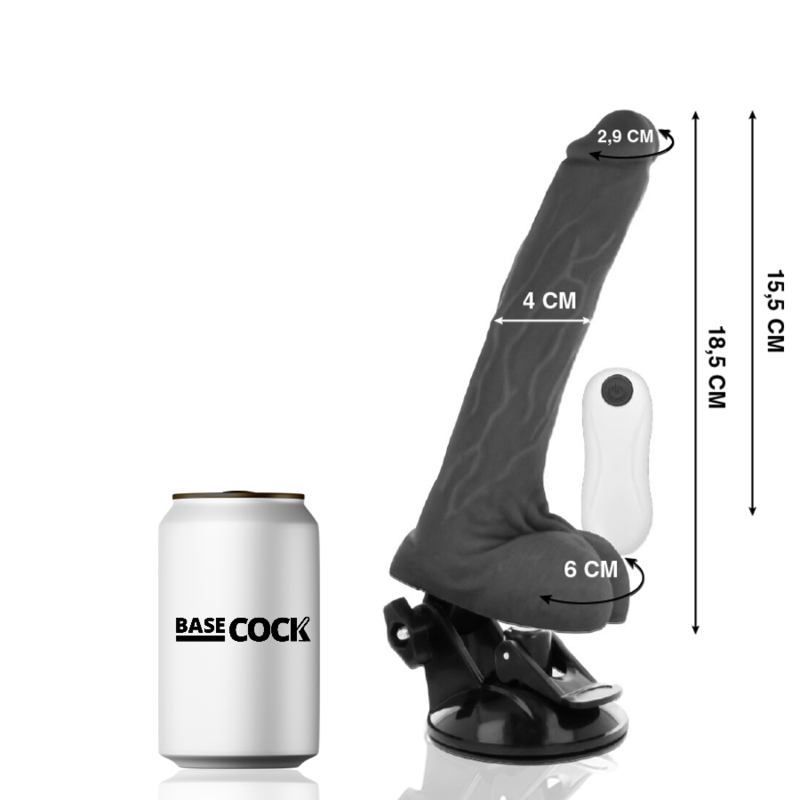 Realistic Articulated Vibrator with Wired Remote – Black | 18.5 cm x 4.0 cm | BASECOCK