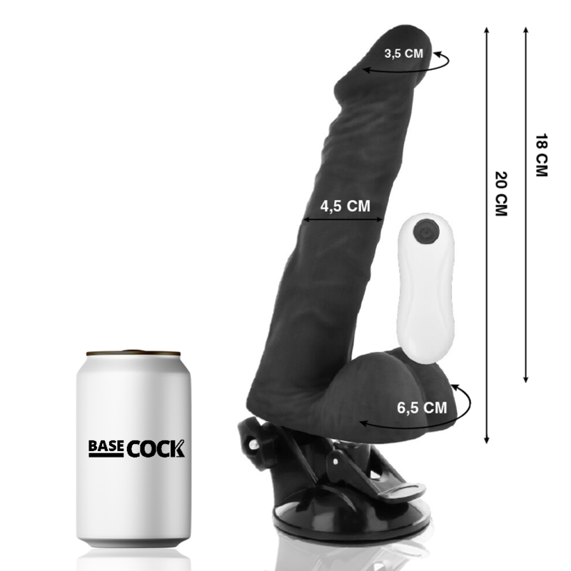 Poseable Realistic Vibrator with Remote | 20.0 cm x 4.5 cm | Black | BASECOCK