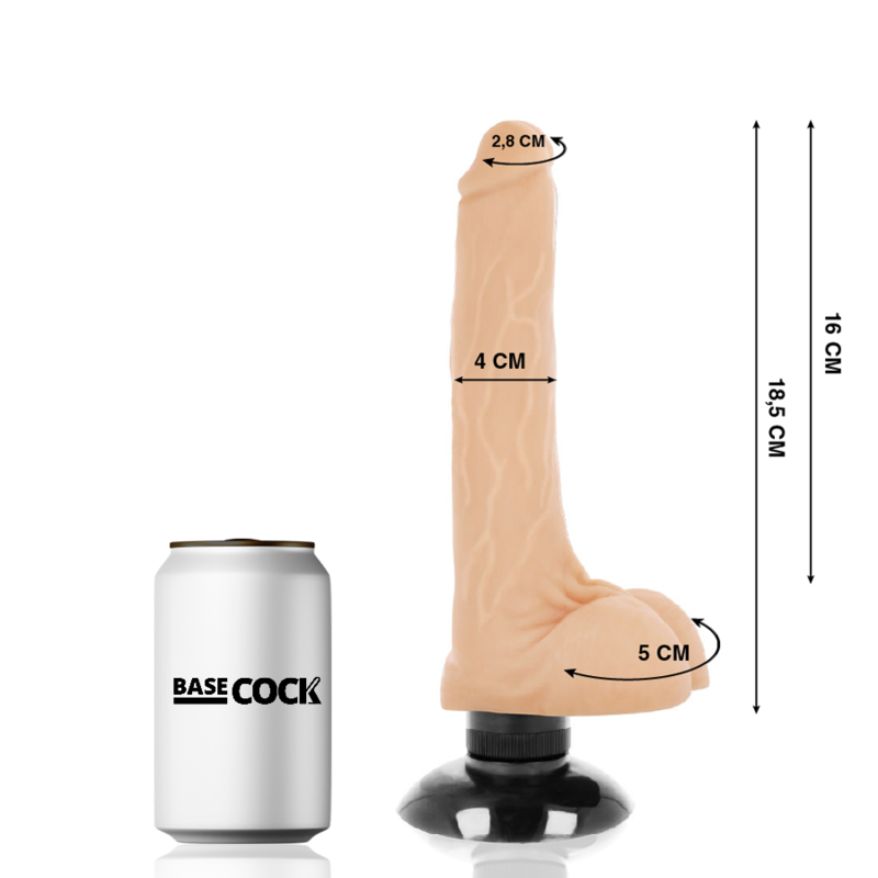 Realistic Vibrator 2-in-1 | Black | 18.5 cm x 4.0 cm | BASECOCK