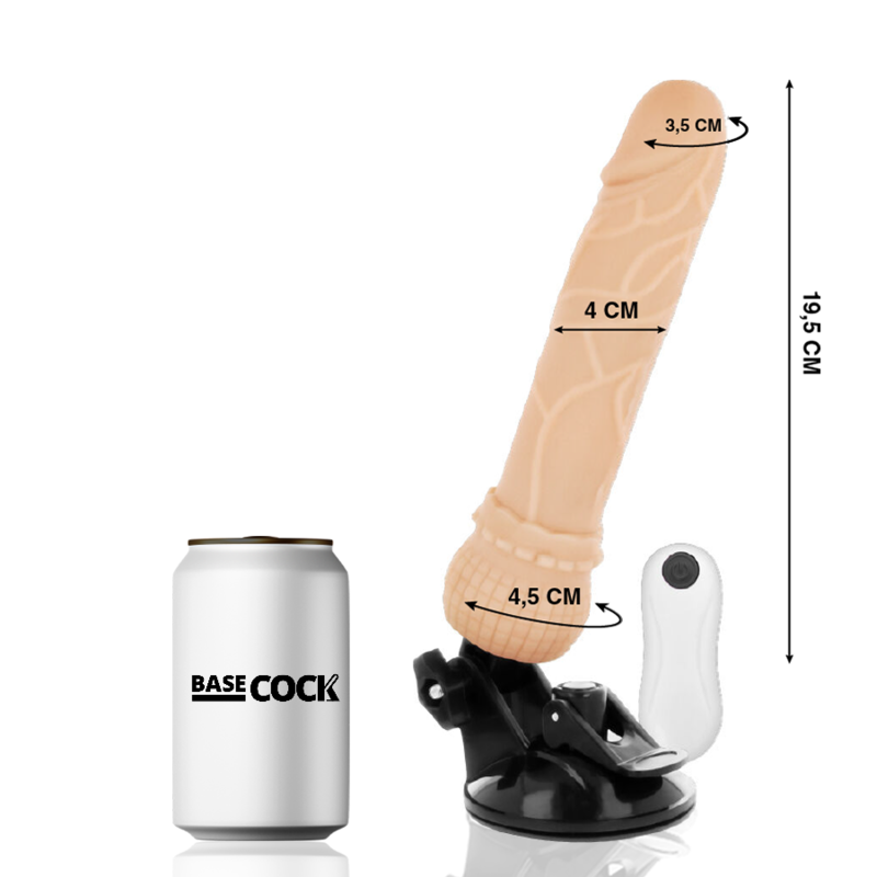 Realistic Vibrator with Wired Remote Black | 19.5 cm x 4.0 cm | BASECOCK
