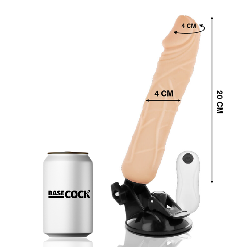 Realistic Vibrator with Wired Remote Black | 20.0 cm x 4.0 cm | Basecock