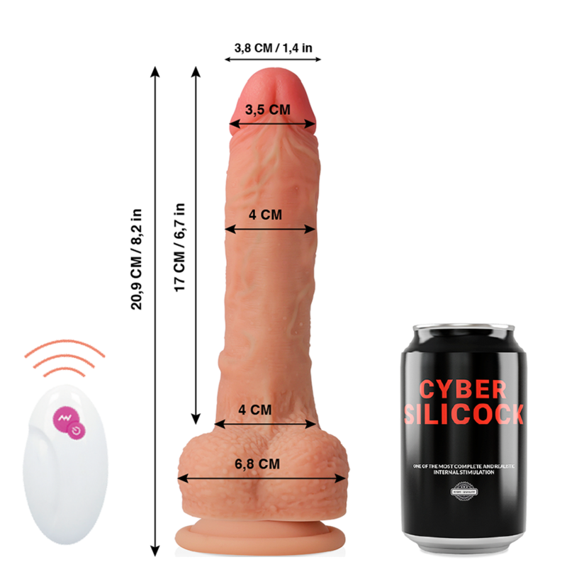 Remote-Control Realistic Dildo (Thrust + Rotation) | 20.9 cm x 4.0 cm | Cyber Silicock Mr Rick