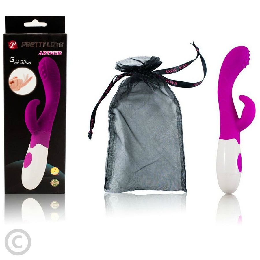 Pretty Love Arthur Silicone Rabbit Vibrator – 20 cm – Lilac/White