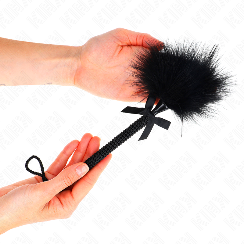 Nylon Rope Wand with Tickle Feathers & Black Bow 25 cm – KINK