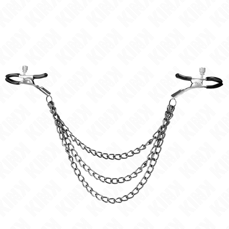 Nipple Clamps with Triple Chains Black – 20/23/28 cm – KINK