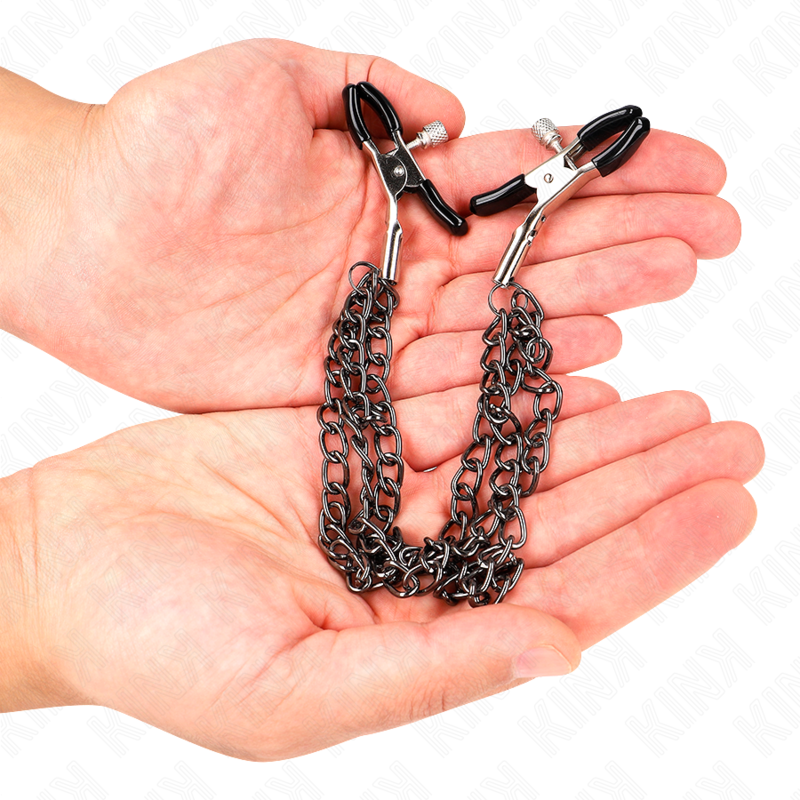 Nipple Clamps with Triple Chains Black – 20/23/28 cm – KINK