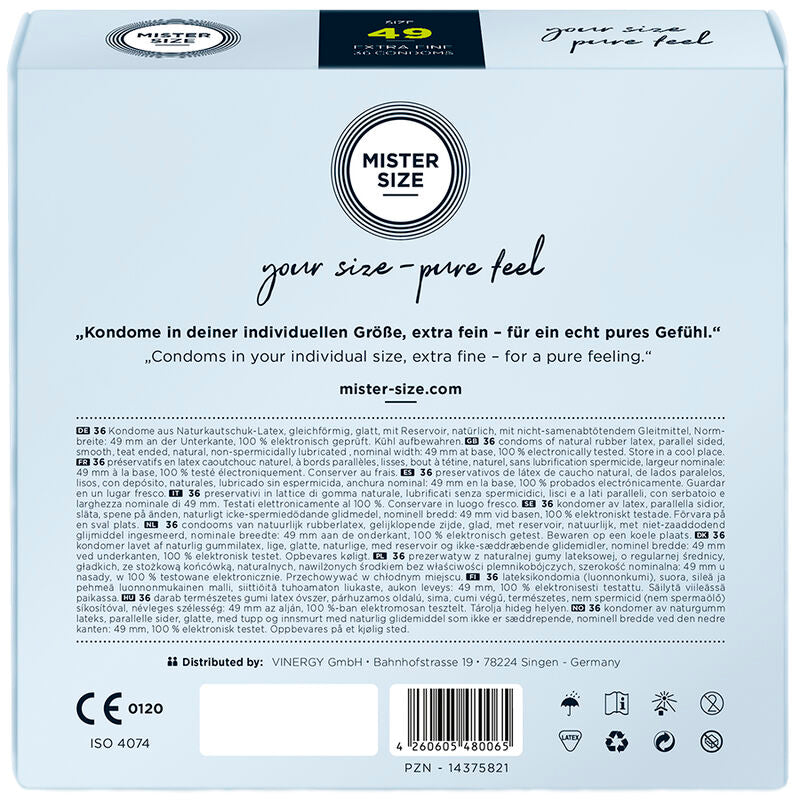 MISTER SIZE Condom Size S – 49 mm – 36 units