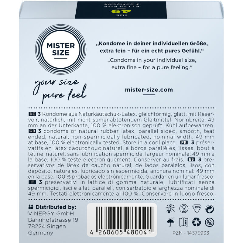 MISTER SIZE Condom Size S 49 mm – 3 Units