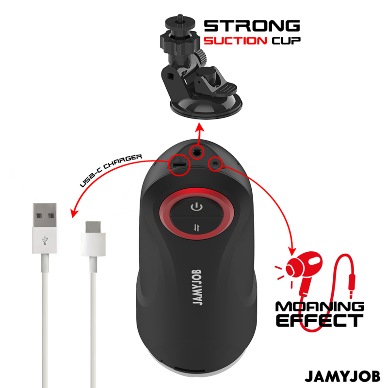 Jamyjob Gravity – Automatic Thrusting Masturbator with Sound | Black/Red