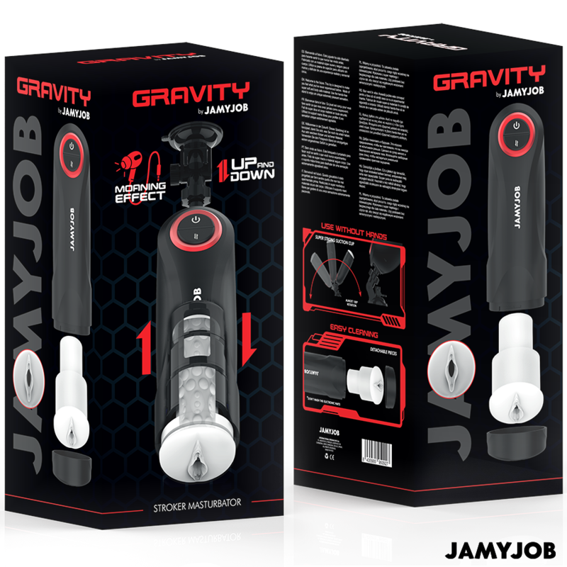 Jamyjob Gravity – Automatic Thrusting Masturbator with Sound | Black/Red
