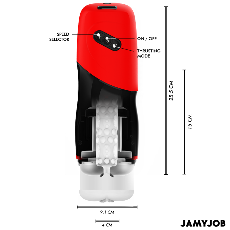 Automatic Thrusting Masturbator with Sound | 5 Modes | Black/Red - JAMYJOB XPEED