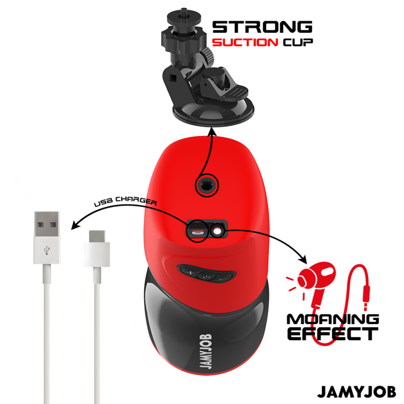 Automatic Thrusting Masturbator with Sound | 5 Modes | Black/Red - JAMYJOB XPEED