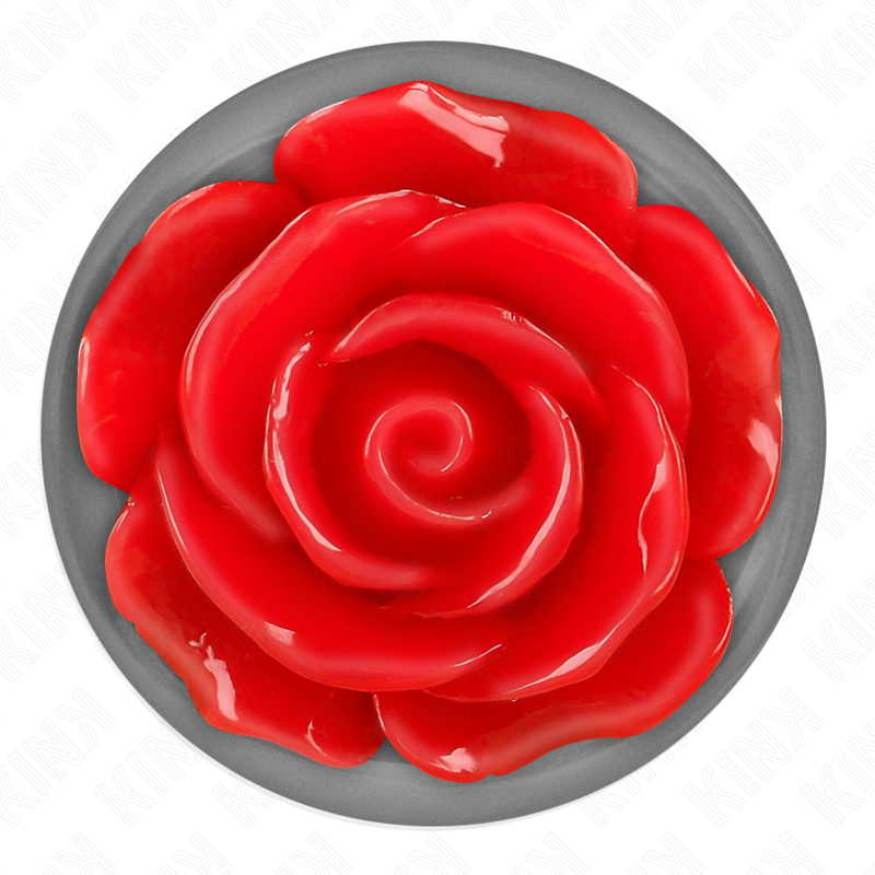 Metal Anal Plug with Red Rose – Size S – 7×2.8 cm – KINK