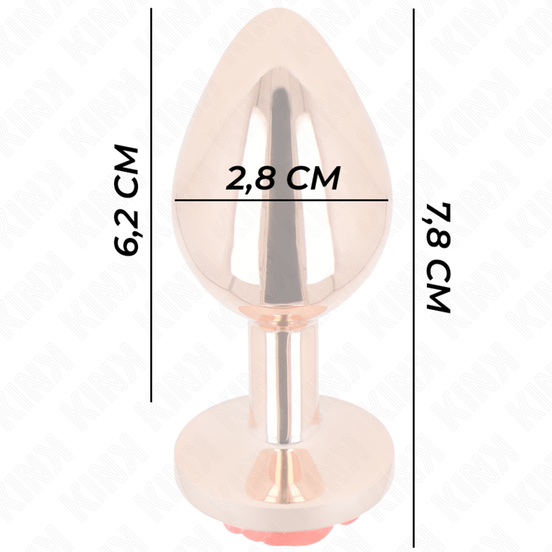 Rose Gold Metal Anal Plug with Red Rose – Size S – 7.8 × 2.8 cm – KINK