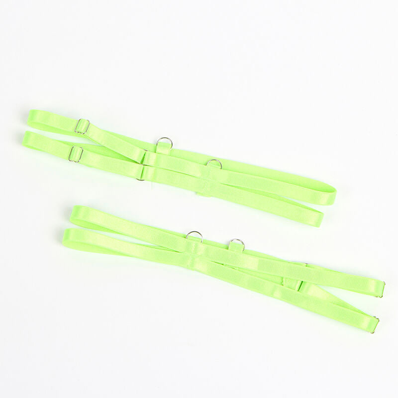 SUBBLIME - 955311 SET OF BRA WITH LACE AND GARTER LINES GREEN AND BLUE S/M