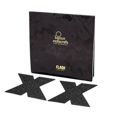 FLASH Cross Nipple Covers Black | BIJOUX INDISCRETS