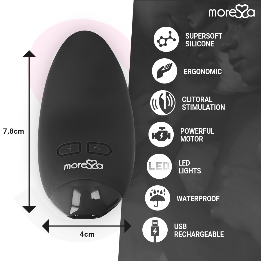 Blossom Mini Silicone Vibrator Black 7.8 cm – 6 Modes – MORESSA
