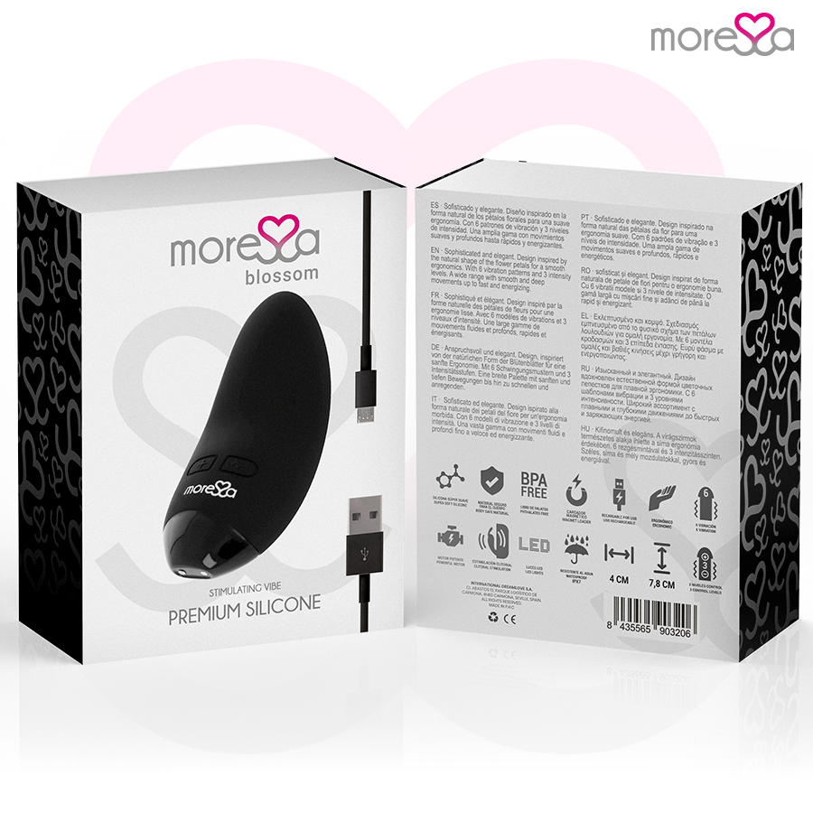 Blossom Mini Silicone Vibrator Black 7.8 cm – 6 Modes – MORESSA