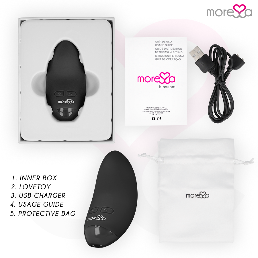 Blossom Mini Silicone Vibrator Black 7.8 cm – 6 Modes – MORESSA