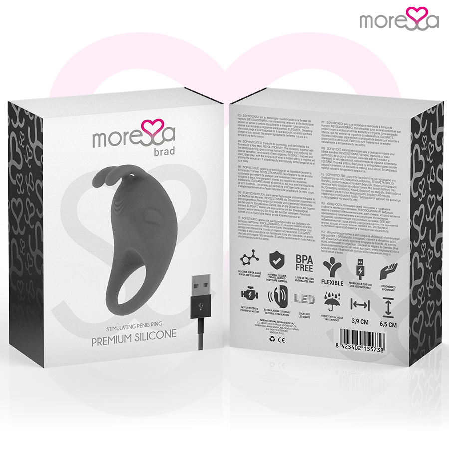 Brad Premium Silicone Vibrating Ring Black – 7 Modes – MORESSA